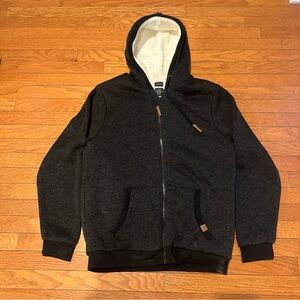 Buffalo David Bitton Men's Sherpa Lined Zip Hoodie Size XL Gray Fleece Jacket